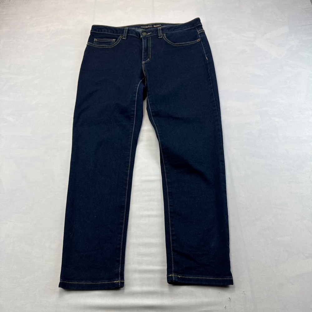 Michael Kors Izzy Cropped Skinny Jeans Womens 6 Blue Denim Dark Wash Streetwear